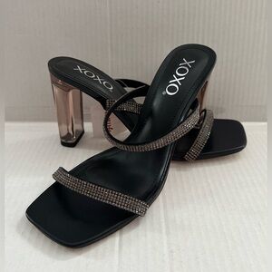XOXO Black and Silver Strappy Heels